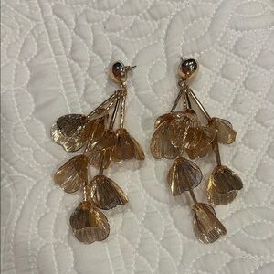 Lilly Pulitzer Gold Tone Dangling Post Earrings Petals 4”